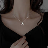 سلسلة فضه 925 بدائرة ولؤلؤة بسيط راقي لكل المناسبات