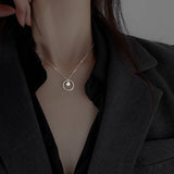 سلسلة فضه 925 بدائرة ولؤلؤة بسيط راقي لكل المناسبات