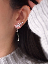 حلق زهور كريستال دروب مطلي بالفضة