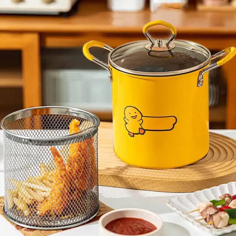حلة تحمير بطوط تيفال بالباسكت وغطاء زجاجي المكونات: حلة + غطاء زجاج حراري + باسكت شبك + مقبض استانلس