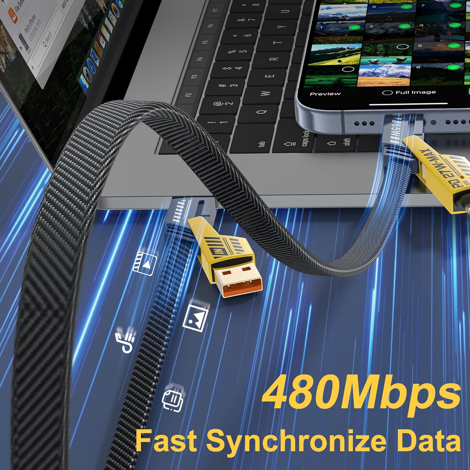 كابل متعدد الاستخدام 4 في 1 USB كابل معدن من الخارج نحاس من الداخل