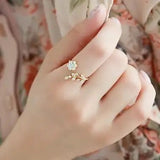 خاتم زهرة مع فصوص كريستال - مقاس حر - batcino.com