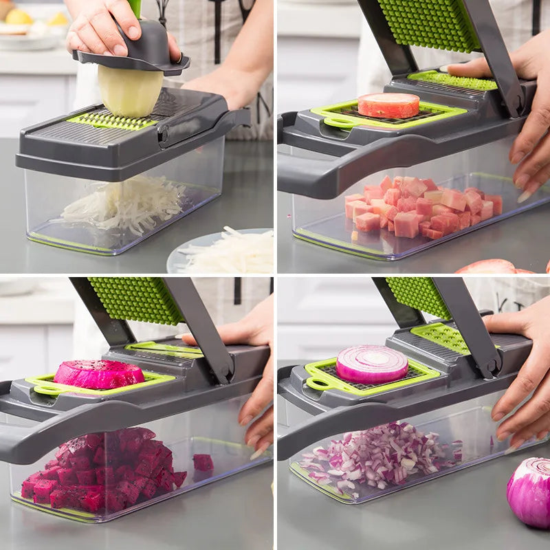 قطاعة خضروات وبصل احترافية متعددة الوظائف ١٤ في ١