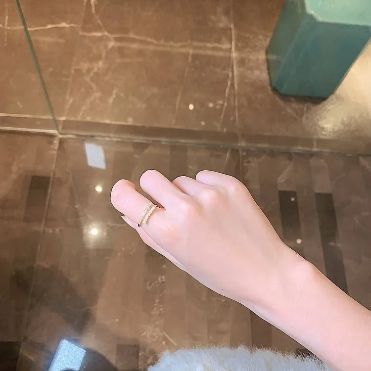 خاتم كاجوال مع فصوص زركون ولولي مقاس حر